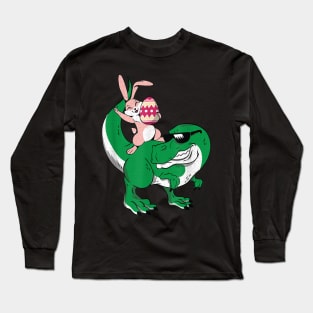 Bunny Riding T-Rex Cute Dino-saur Happy Easter Long Sleeve T-Shirt